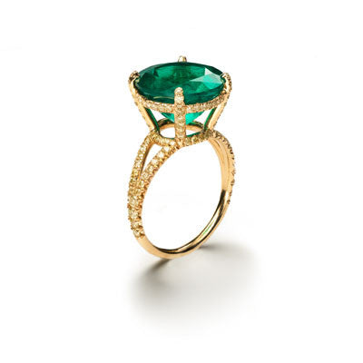 Paris Ring - Heirloom Quality 8.50ct Emerald Engagement with Diamonds ...