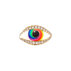 Irene ring 18k rainbow-spiral-enamel diamond-pavé