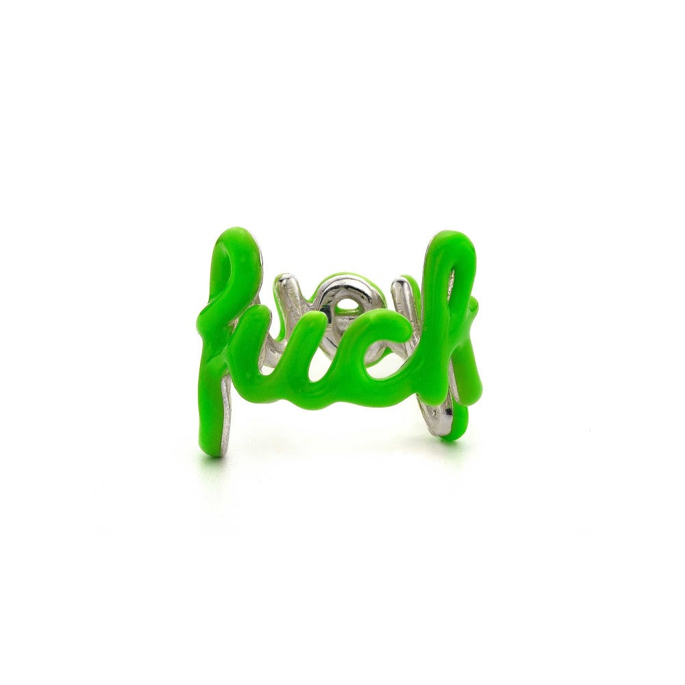 fuck you script ring green front
