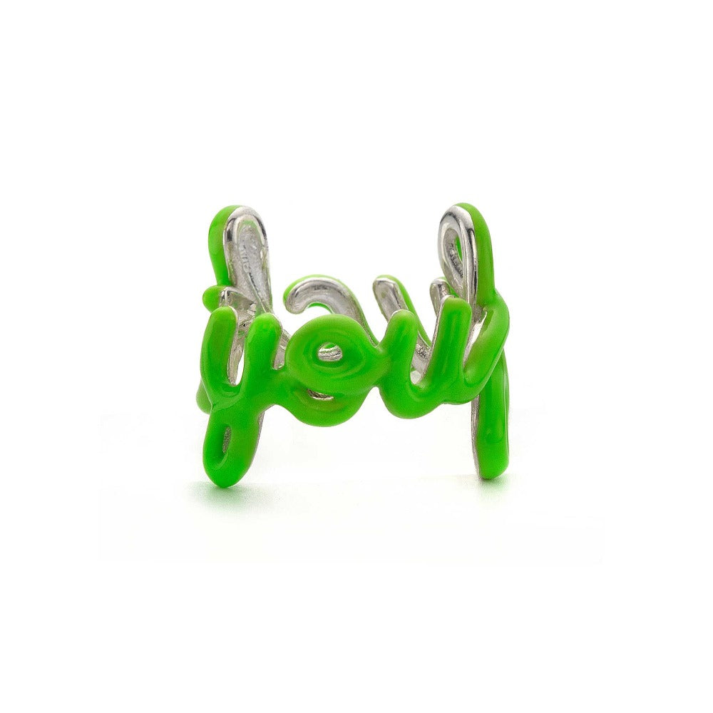 fuck you script ring green reverse