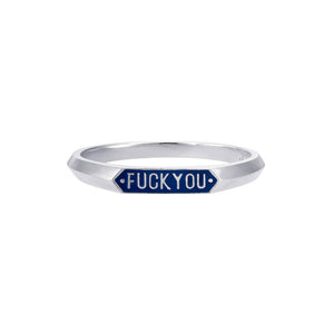 FU signet ring silver blue