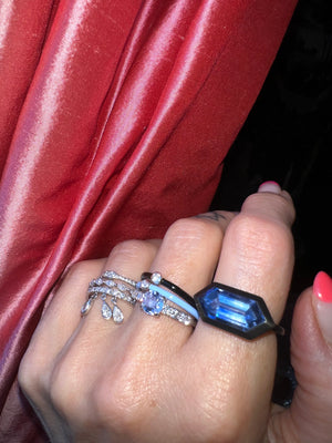 Blue Sapphire Hexagon Ring
