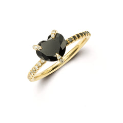 black diamond heart ring