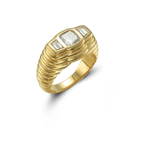 modernist diamond gold ring