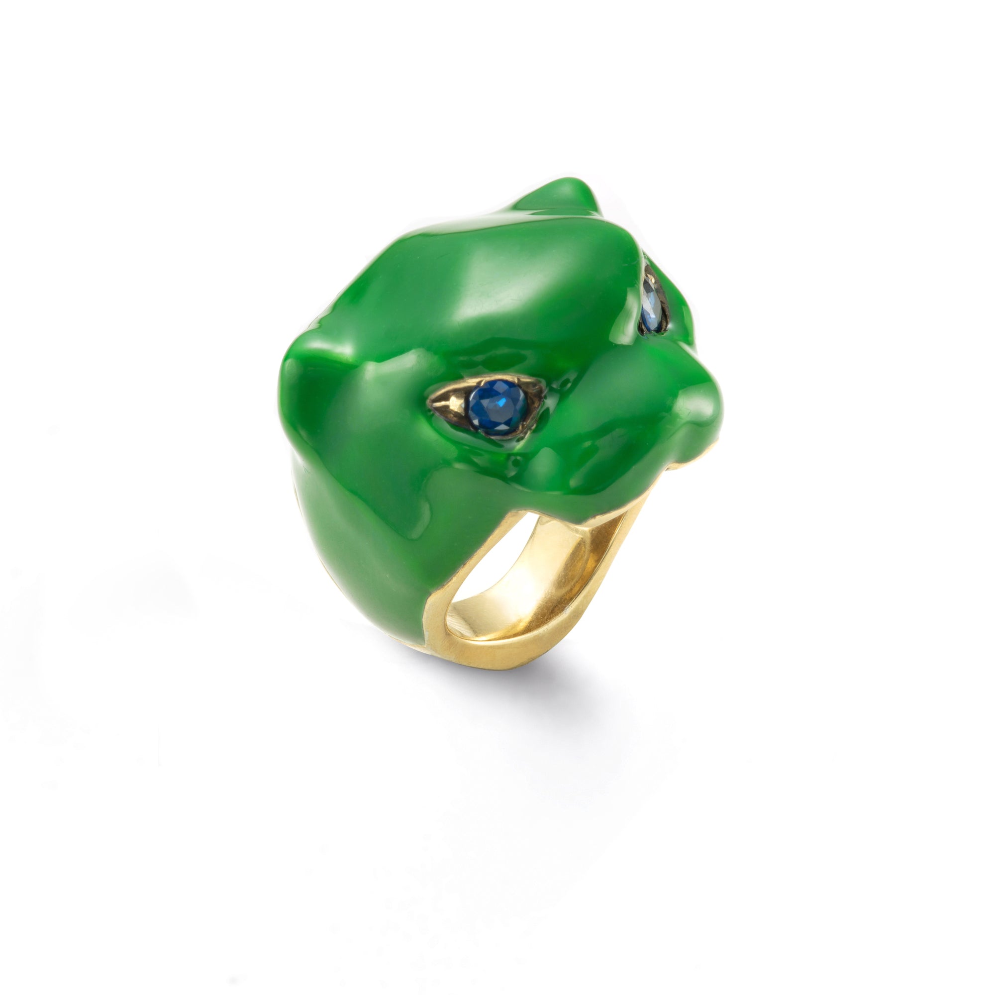 green enamel panther ring