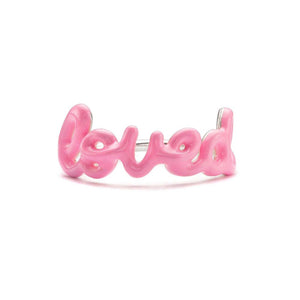 loved script ring bubblegum pink