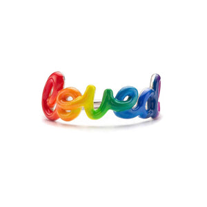 loved script ring rainbow