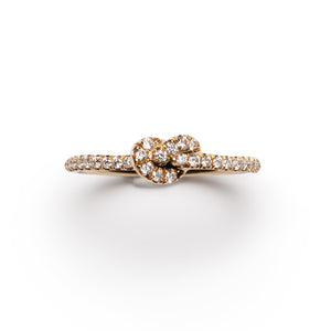 Unique designer wedding band diamond engagement ring with love knot
