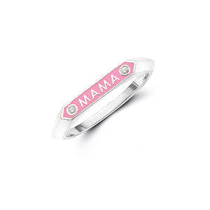 mama signet silver diamonds pink