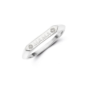 mama signet silver diamonds white