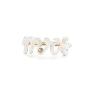 mrs script ring diamond white