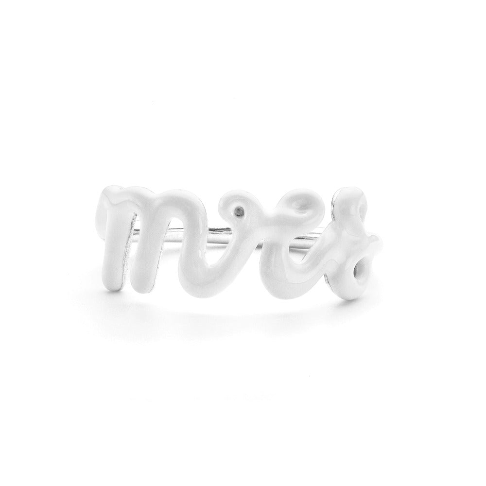 mrs script white enamel