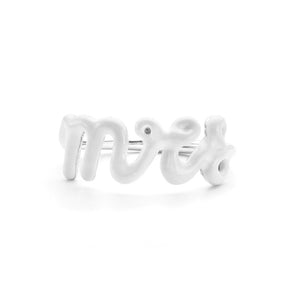 mrs script white enamel