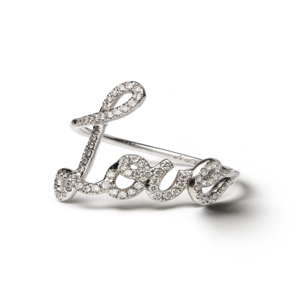Diamond love script ring Clearance