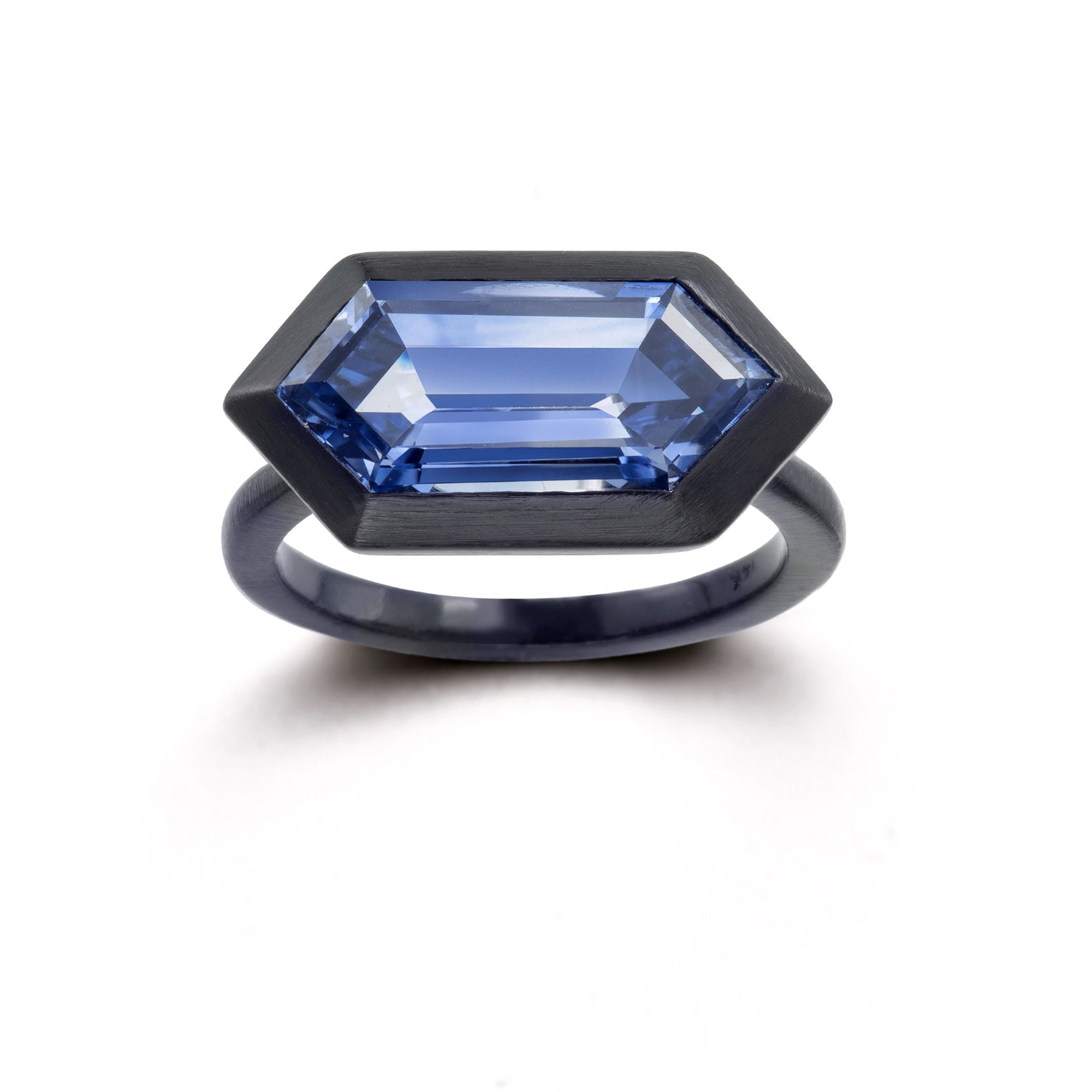 Blue Sapphire Hexagon Ring
