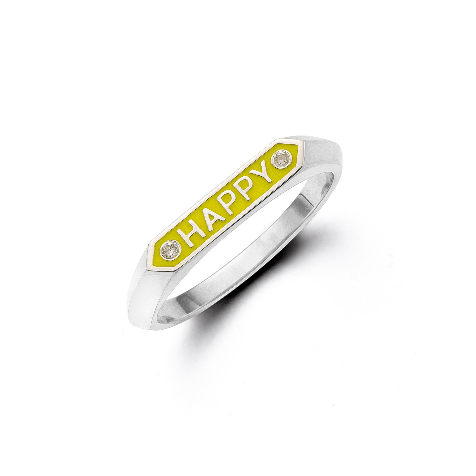 happy signet ring sterling yellow